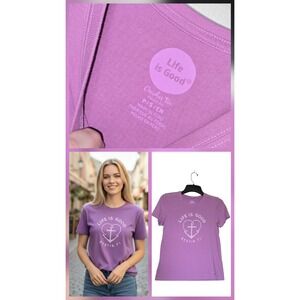 Life Is Good Woman's Crusher Shirt " Destin Florida Anchor Heart " Size S Cross